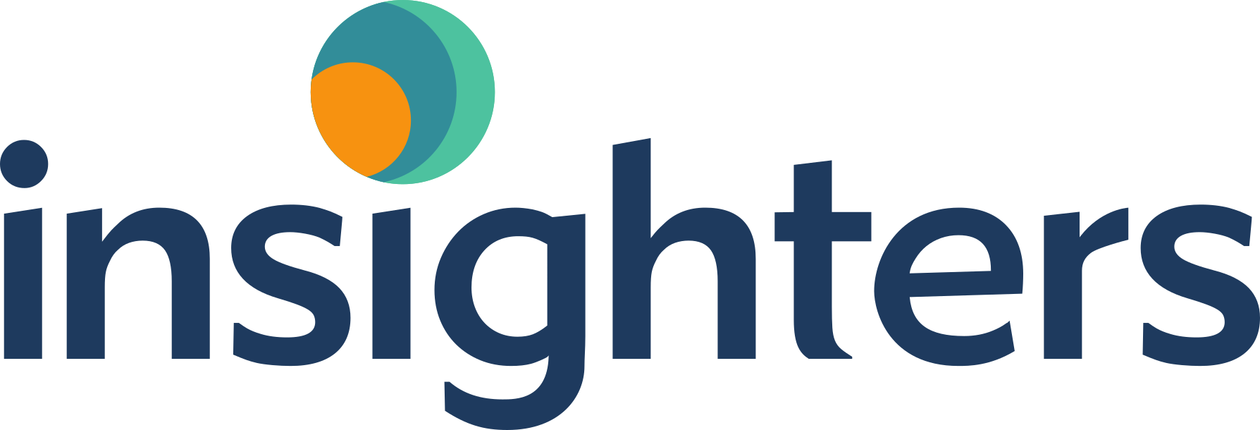 Modré veľké písmená „insightes“ s farebným logom kruhových tvarov vpravo hore.